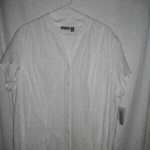 Ladies Apt 9 NWT Eyelet Lace 2X All Cotton SS Blouse